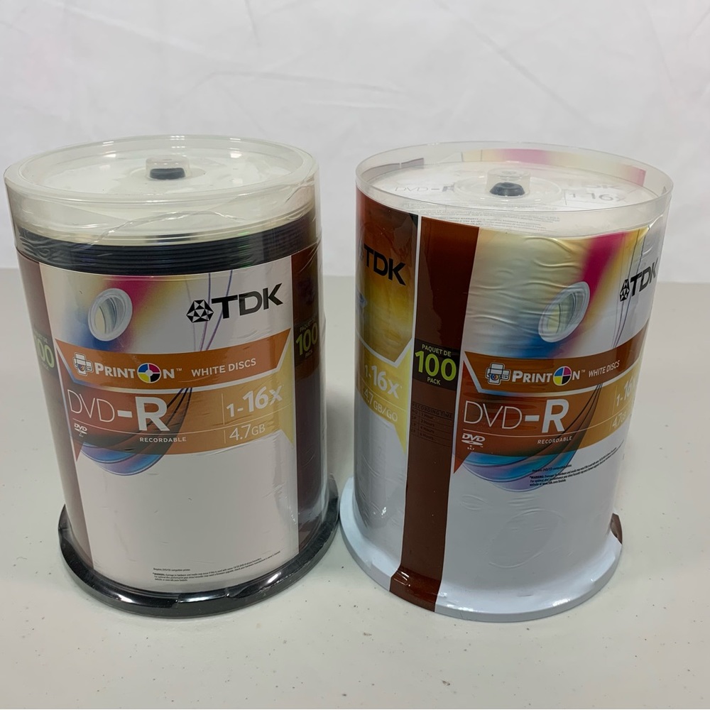 TDK  Single sided 16X DVD-R Printable Disc- 2 pack, 100 each BNIP sealed